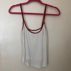 White ribbed tank with red detail